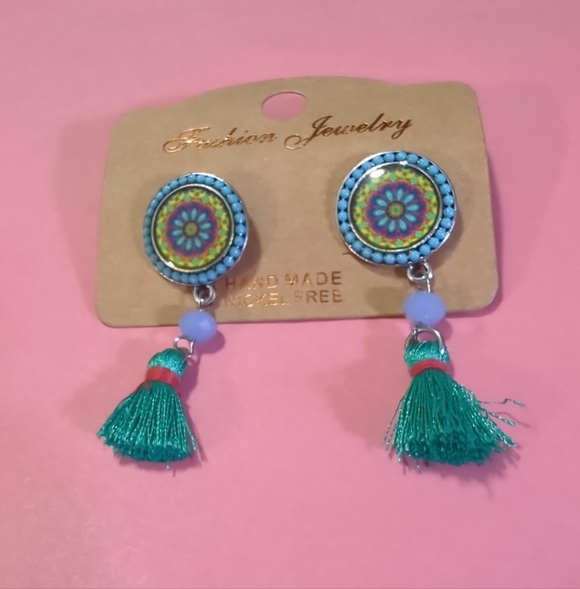 Teal & Purple Tassel Dangle Earrings New With Tag Fashion Jewelry - Picture 2 of 13